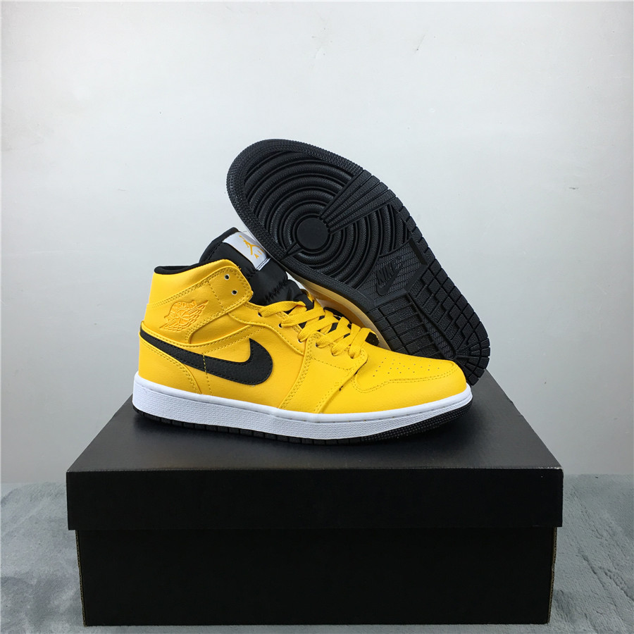 Women Air Jordan 1 Mid Bruce Lee Yellow Black White